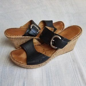 Born Black Wedge Sandals Size 8
